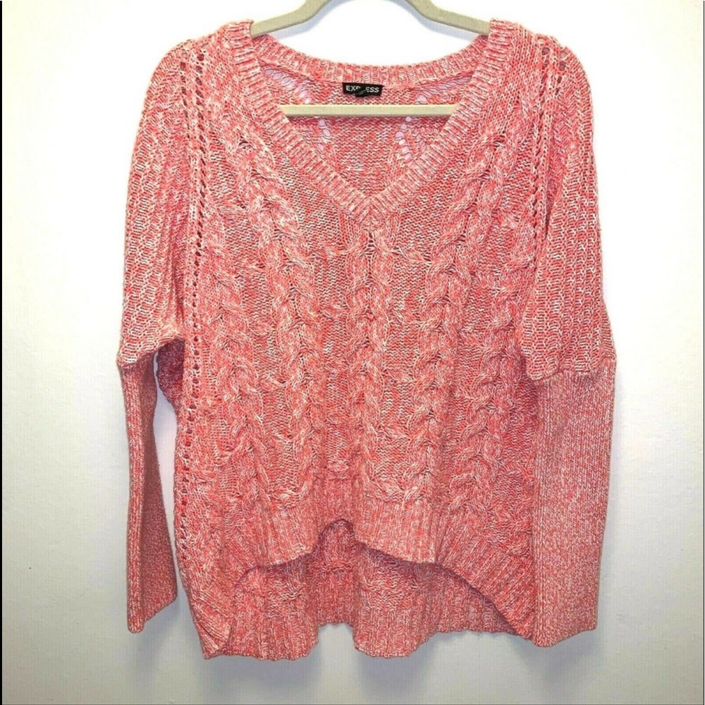 Final Price : Express Knit Sweater VNeck Hi Low Pullover